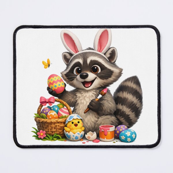 Item preview, Egg-cited Raccoon – Cute Easter Celebration Vibes designed and sold by RolMerch.