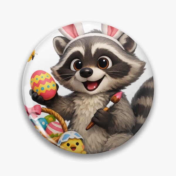 Item preview, Egg-cited Raccoon – Cute Easter Celebration Vibes designed and sold by RolMerch.