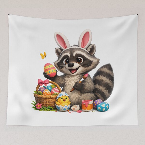 Item preview, Egg-cited Raccoon – Cute Easter Celebration Vibes designed and sold by RolMerch.
