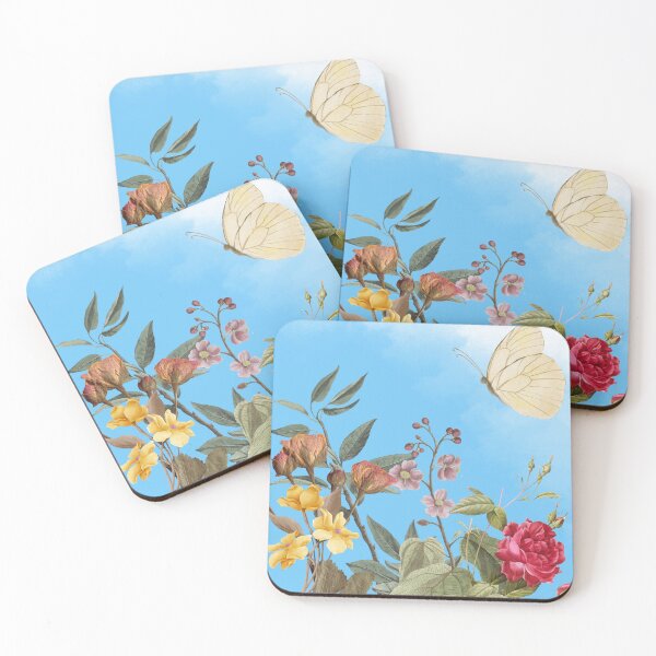 Item preview, Pastel Flower Garden with Butterfly - Dreamy Nature Art designed and sold by VibeArtShop.