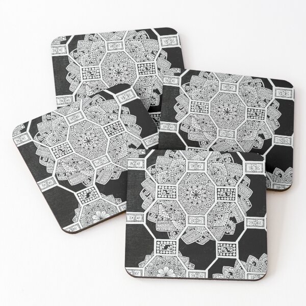 Item preview, Honeycomb Geometry: Black and White Hand-Drawn Mandala designed and sold by Srishti Khaiwal.