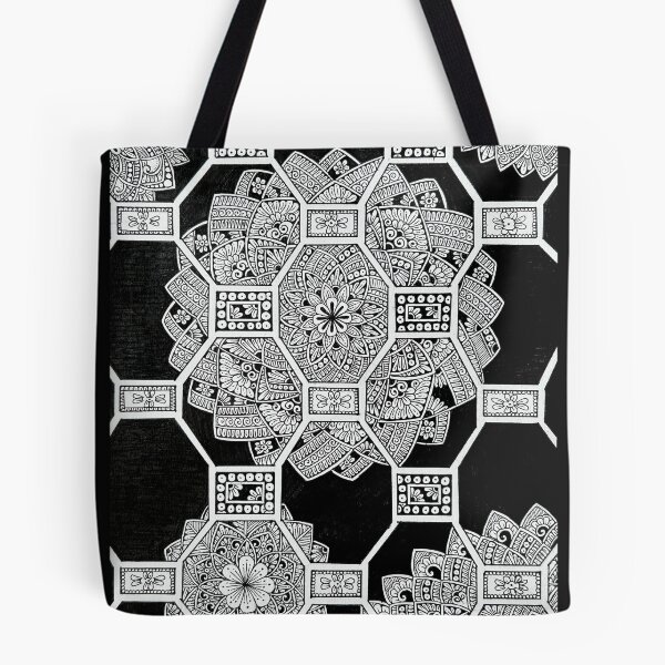 Item preview, Honeycomb Geometry: Black and White Hand-Drawn Mandala designed and sold by Srishti Khaiwal.