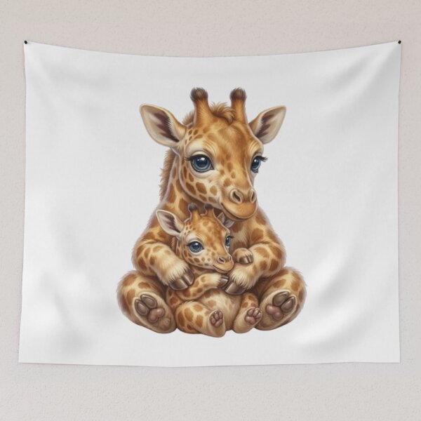 Item preview, Kawaii Giraffe Duo: Mommy and Baby Cuddling designed and sold by CHRIST5000.