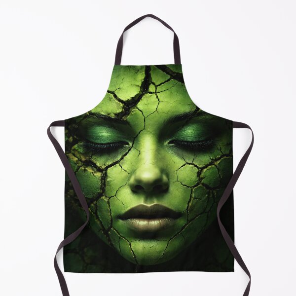 Item preview, Green Earth Goddess Face – Cracked Stone Skin Nature Spirit Fantasy Portrait designed and sold by Kaleidoscope Print.