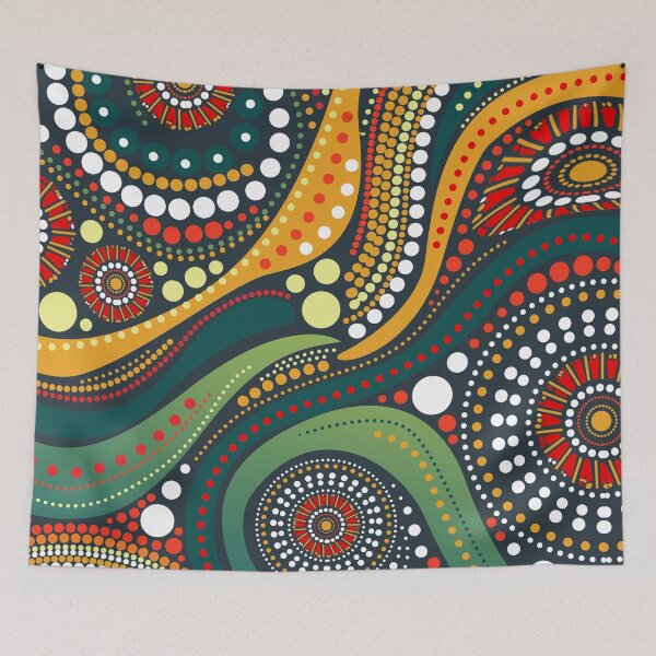 Item preview, Aboriginal Dot Painting Waterhole Green designed and sold by AboriginalartVI.