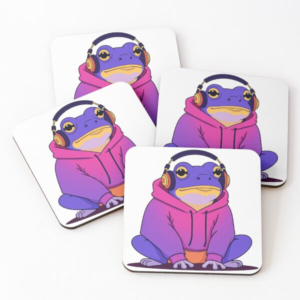 Item preview, Lo-Fi Chill Frog – Purple Aesthetic Frog in Hoodie with Headphones designed and sold by Cindralith.