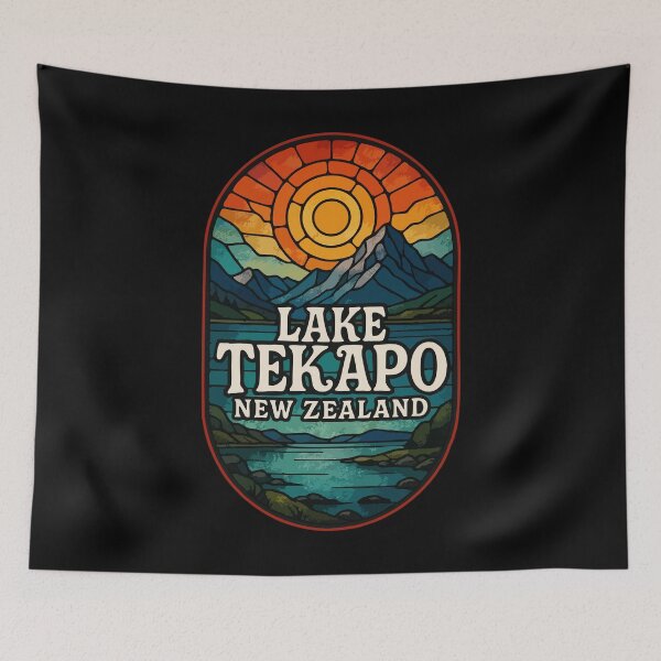 Item preview, Lake Tekapo New Zealand Stained Glass Art Travel designed and sold by TomFrontierArt.