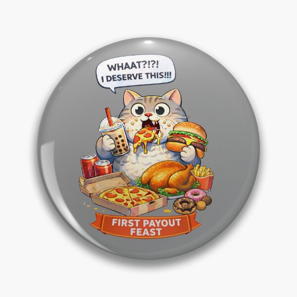 Item preview, First Payout Feast Funny Cat – Creator First Earnings Celebration, Online Seller Success Humor, Side Hustle Creator Life designed and sold by Mindworx21.