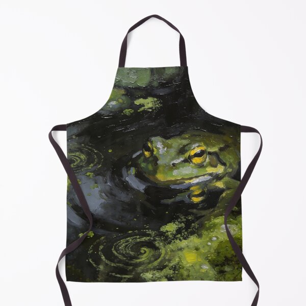 Item preview, Green Pond Frog Oil Painting – Moody Nature Wildlife Art designed and sold by cr6zym1nd.