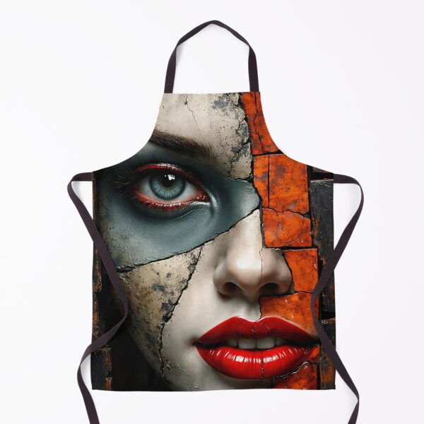 Item preview, Cracked Face Mosaic Portrait – Surreal Urban Art with Red Lips & Blue Eye designed and sold by Kaleidoscope Print.