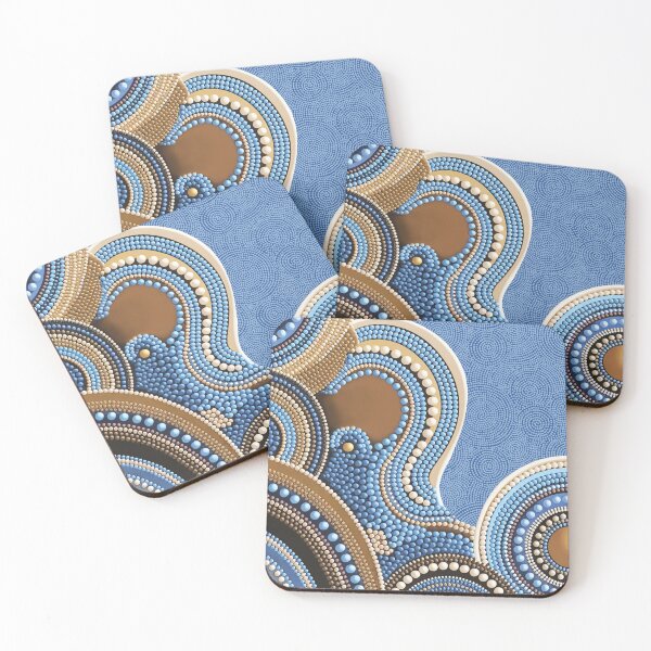 Item preview, Aboriginal Dot Painting Waterhole Blue designed and sold by AboriginalartVI.