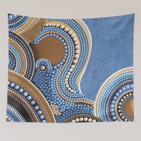 Item preview, Aboriginal Dot Painting Waterhole Blue designed and sold by AboriginalartVI.