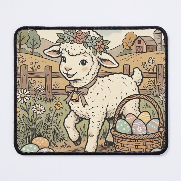 Item preview, Vintage Easter Lamb with Flower Crown designed and sold by urbinet.