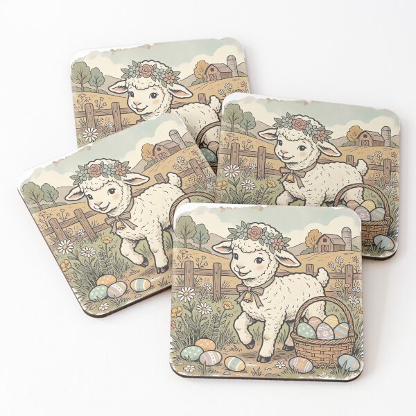 Item preview, Vintage Easter Lamb with Flower Crown  designed and sold by urbinet.