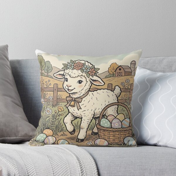 Item preview, Vintage Easter Lamb with Flower Crown  designed and sold by urbinet.