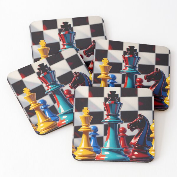 Item preview, Colorful Chess Pieces 3D – Glossy King & Knight Strategy Game Pop Art designed and sold by Kaleidoscope Print.