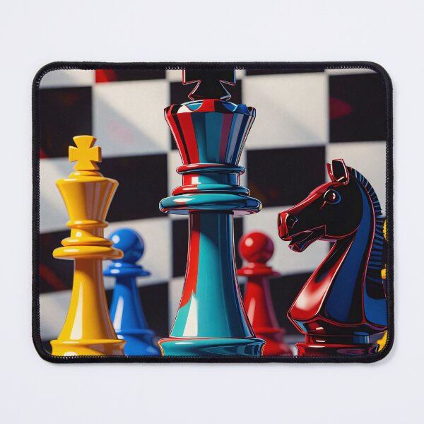 Item preview, Colorful Chess Pieces 3D – Glossy King & Knight Strategy Game Pop Art designed and sold by Kaleidoscope Print.