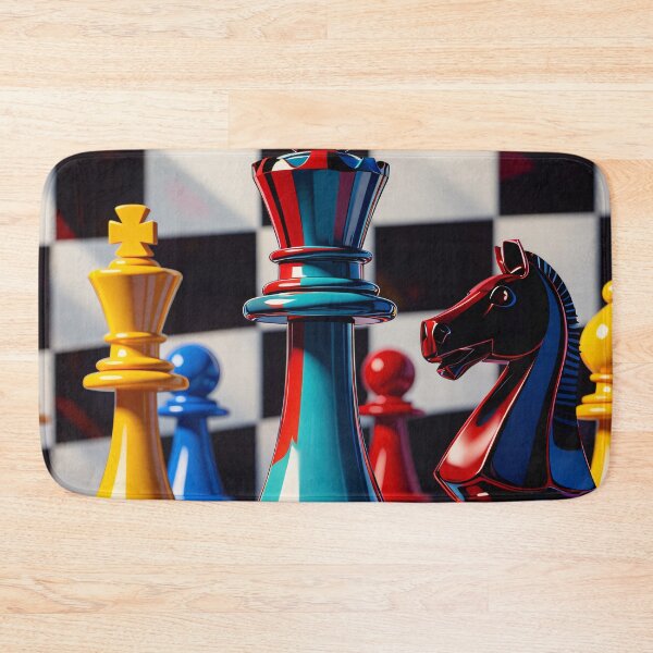 Item preview, Colorful Chess Pieces 3D – Glossy King & Knight Strategy Game Pop Art designed and sold by Kaleidoscope Print.