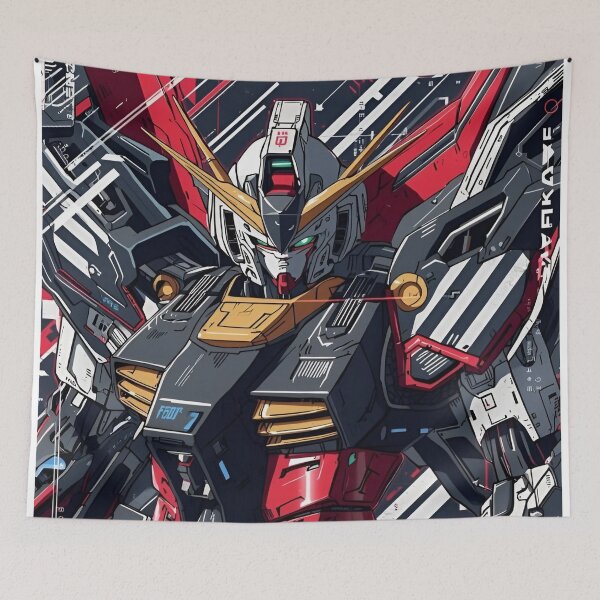 Item preview, Futuristic Mecha Warrior – Red White Cyber Robot Anime Style Poster designed and sold by Dyan4.