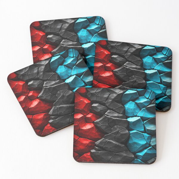 Item preview, Red Black Blue Cracked Stone Texture – Abstract Rock Wall Geometric Pattern designed and sold by Kaleidoscope Print.