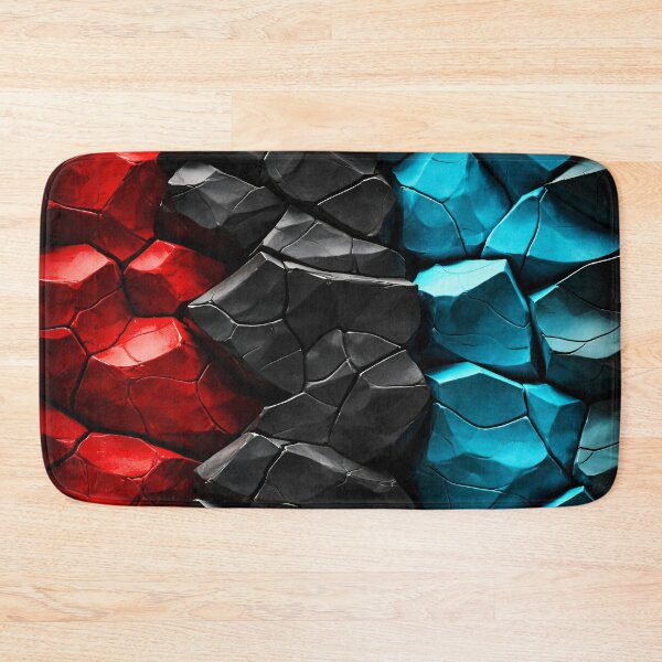 Item preview, Red Black Blue Cracked Stone Texture – Abstract Rock Wall Geometric Pattern designed and sold by Kaleidoscope Print.