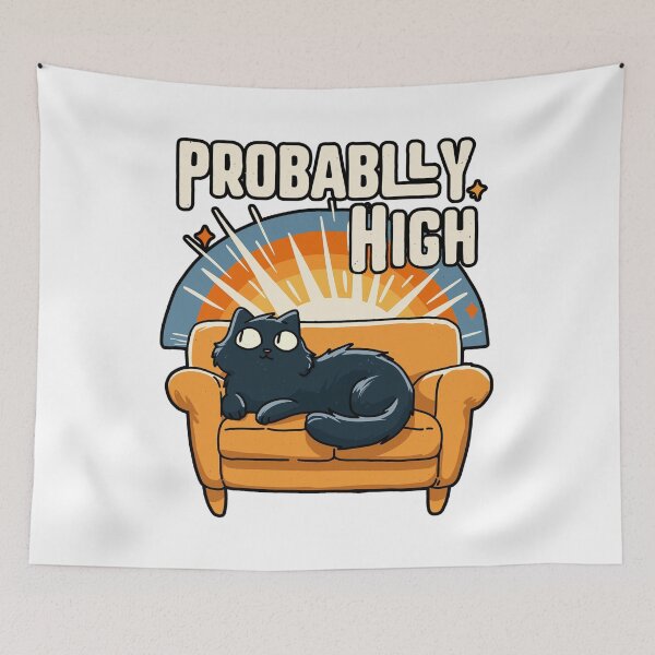 Item preview, Probably High Funny Stoner Cat Meme Design designed and sold by Region.