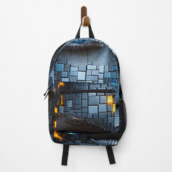 Item preview, Cyberpunk AI Face Portrait – Blue Eyes Tech Mosaic with Glowing Neon Pixels designed and sold by Kaleidoscope Print.