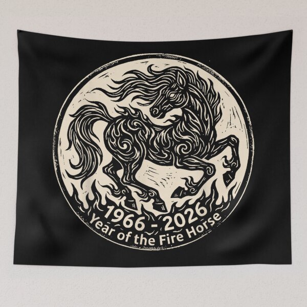 Item preview, Year of the Fire Horse 1966 2026 Chinese Zodiac Vintage Art designed and sold by Denenberg Jardel.