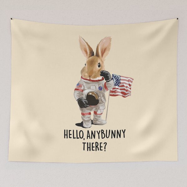 Item preview, "Happy Easter 2026: Easter Astronaut Bunny - Hello Anybunny There? Easter Egg Hunt Space Adventure Design" designed and sold by artworkathome.