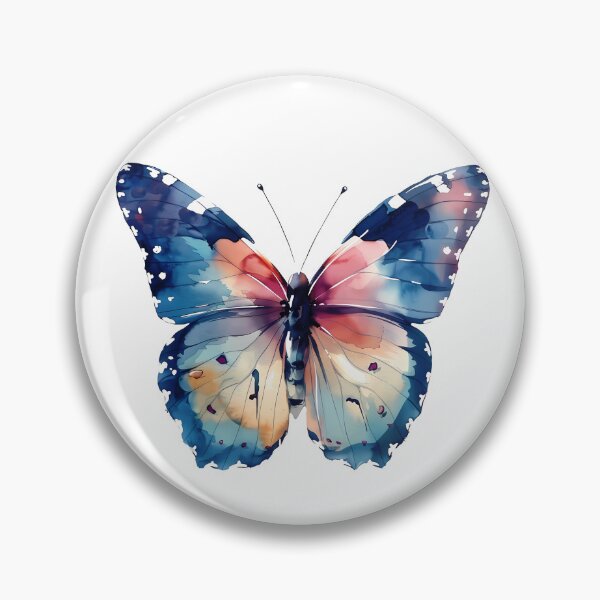 Item preview, Watercolor Butterfly Blue Peach Wings - Ethereal Fantasy Insect Art Print designed and sold by DesignArtist.ia.