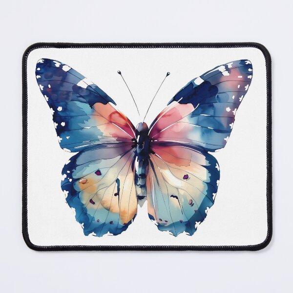 Item preview, Watercolor Butterfly Blue Peach Wings - Ethereal Fantasy Insect Art Print designed and sold by DesignArtist.ia.