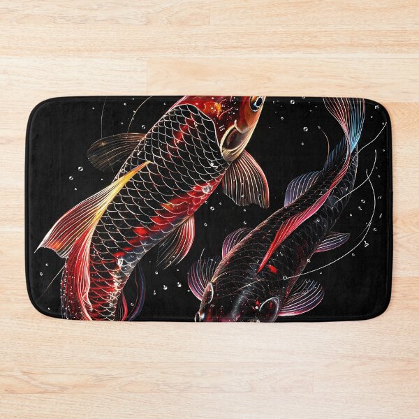 Item preview, Yin Yang Koi Fish – Red & Black Japanese Carp on Dark Water Aesthetic designed and sold by Kaleidoscope Print.