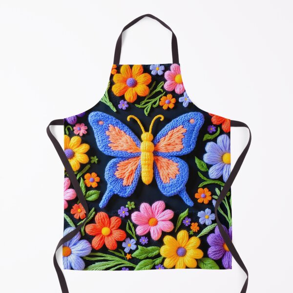 Item preview, Faux embroidery Butterfly with colorfull colors and dark background designed and sold by Creative Line Prints.