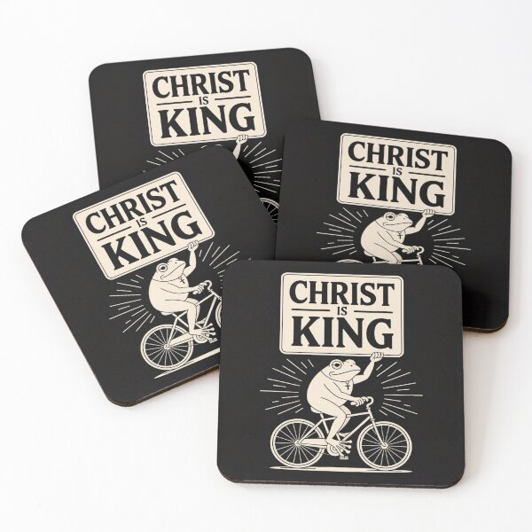Item preview, Christ is King Frog on Bicycle – Vintage Christian Faith – Retro Religious Toad designed and sold by KaphzeShop.