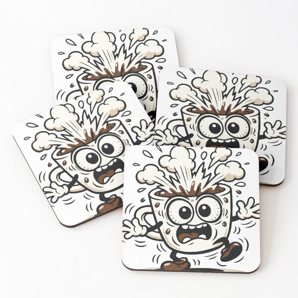 Item preview, A coffee cup overwhelmed by its own caffeine energy. The chaotic expression and movement create a humorous and relatable character. designed and sold by Dejbar.