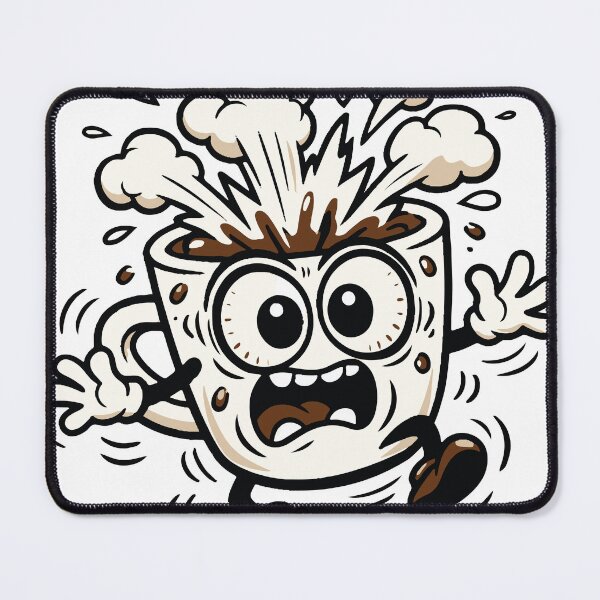 Item preview, A coffee cup overwhelmed by its own caffeine energy. The chaotic expression and movement create a humorous and relatable character. designed and sold by Dejbar.