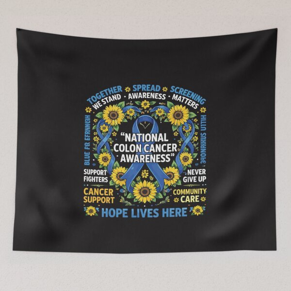 Item preview, National Colon Cancer Awareness Blue Ribbon Sunflower Colorectal Cancer Support March designed and sold by kiralynstration.