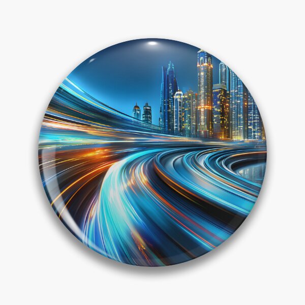 Item preview, Vibrant Night Cityscape with Flowing Neon Lights designed and sold by Artessie.