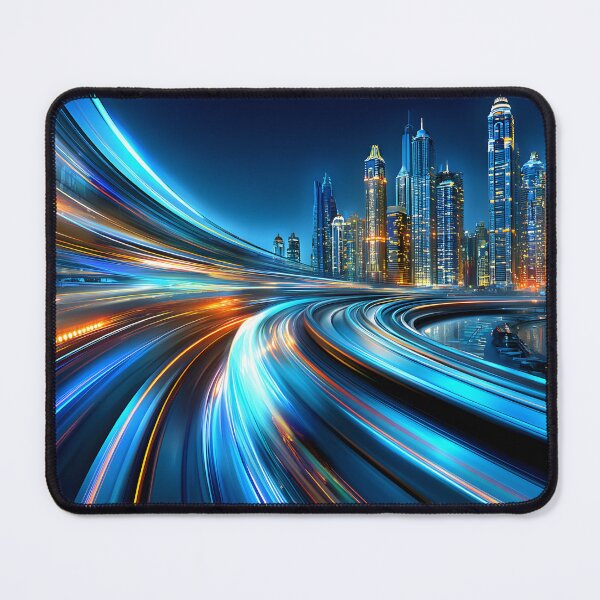 Item preview, Vibrant Night Cityscape with Flowing Neon Lights designed and sold by Artessie.