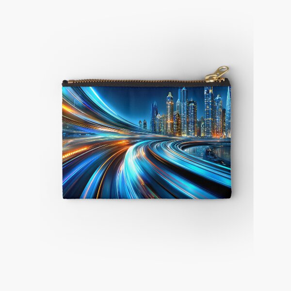 Item preview, Vibrant Night Cityscape with Flowing Neon Lights designed and sold by Artessie.