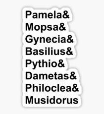 head over heels character names Sticker