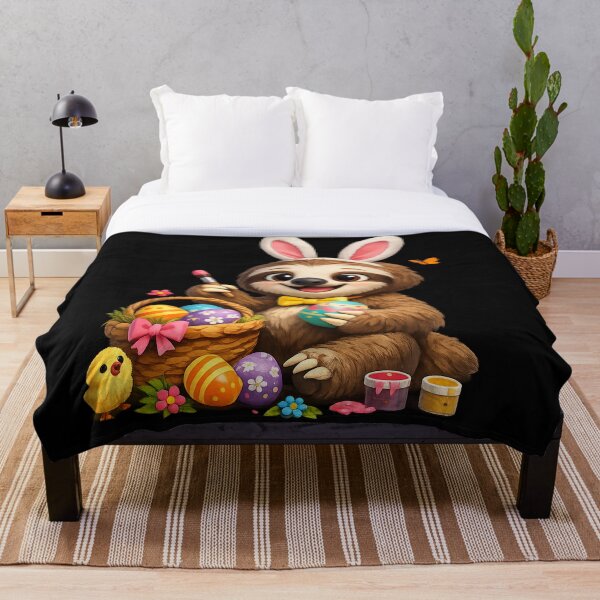 Item preview, Cute Easter Sloth Design – Adorable Cartoon Sloth with Bunny Ears and Colorful Eggs designed and sold by RolMerch.