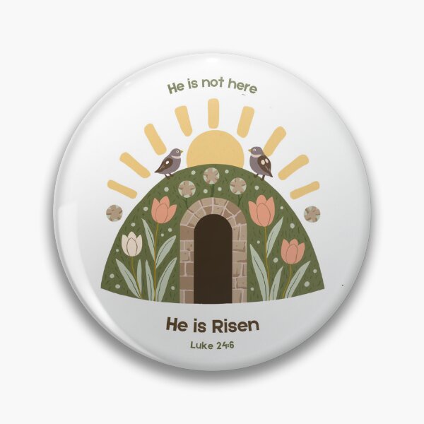 Item preview, He is Not Here He is Risen Kids Tee — Christian Easter Folk Art Shirt · Luke 24:6 designed and sold by WicketGate.
