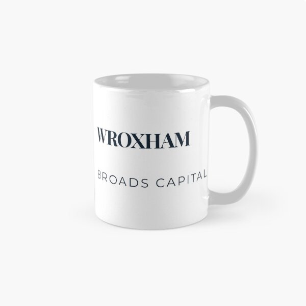 Item preview, Wroxham Broads Capital Norfolk Poster Navy Blue Minimalist Typography Print designed and sold by MyriadNorfolk.