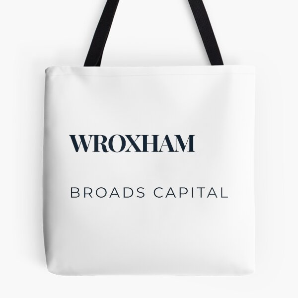 Item preview, Wroxham Broads Capital Norfolk Poster Navy Blue Minimalist Typography Print designed and sold by MyriadNorfolk.