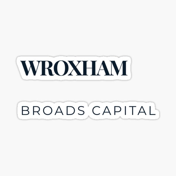 Item preview, Wroxham Broads Capital Norfolk Poster Navy Blue Minimalist Typography Print designed and sold by MyriadNorfolk.