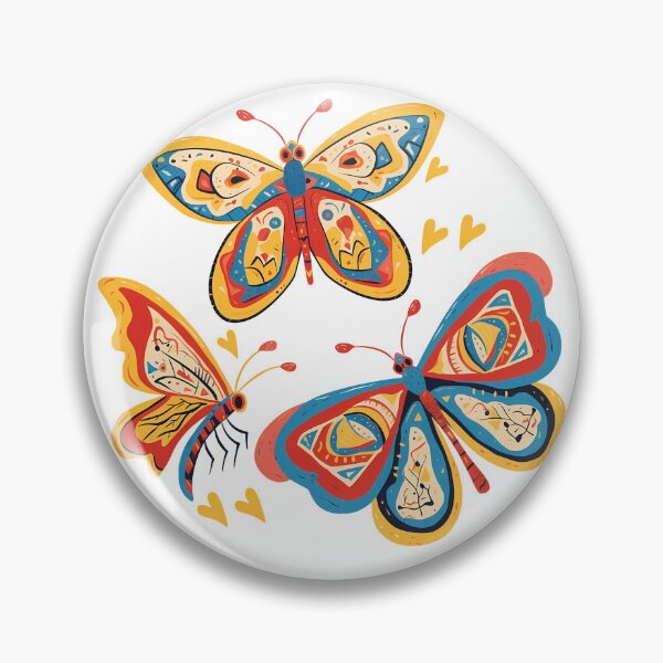 Item preview, Folk Art Colorful Butterflies Trio - Vibrant Whimsical Insect Print designed and sold by DesignArtist.ia.