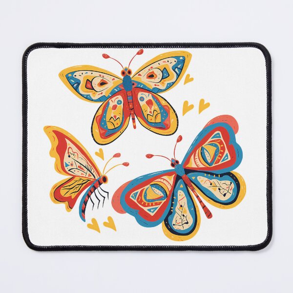 Item preview, Folk Art Colorful Butterflies Trio - Vibrant Whimsical Insect Print designed and sold by DesignArtist.ia.