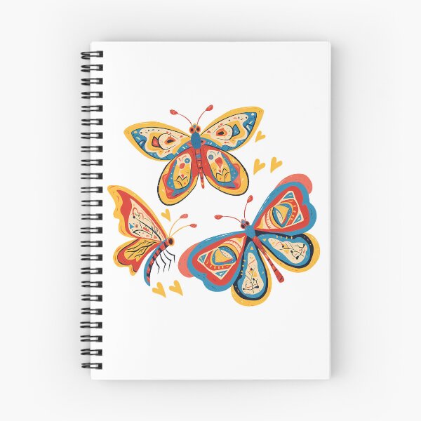 Item preview, Folk Art Colorful Butterflies Trio - Vibrant Whimsical Insect Print designed and sold by DesignArtist.ia.
