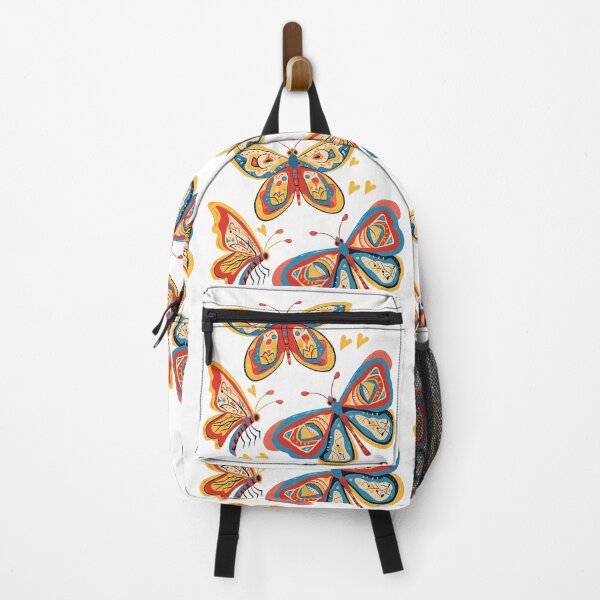 Item preview, Folk Art Colorful Butterflies Trio - Vibrant Whimsical Insect Print designed and sold by DesignArtist.ia.